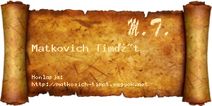 Matkovich Timót névjegykártya